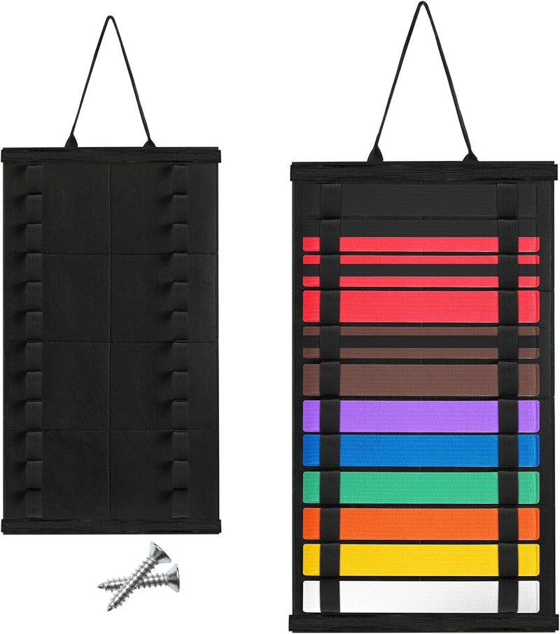 Famaster Wooden Karate & Taekwondo Belt Display Rack - Celebrate Beginners'Journey - A Meaningful Gift of Effort and Perseverance - Image 1